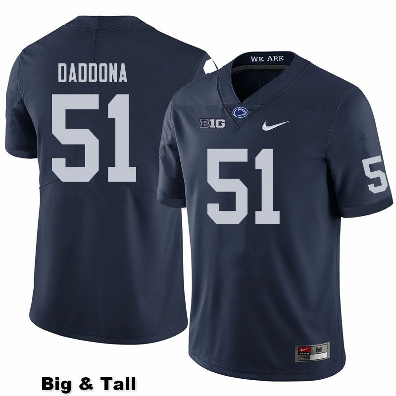 NCAA Nike Men's Penn State Nittany Lions Dalton Daddona #51 College Football Authentic Big & Tall Navy Stitched Jersey USI5698UD